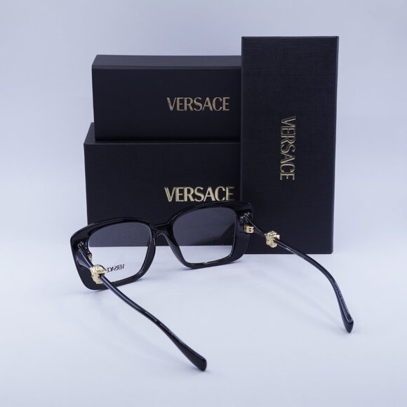 Versace VE3385U GB1 Square Eyeglasses – Shiny Black 53mm - Picture 3 of 9